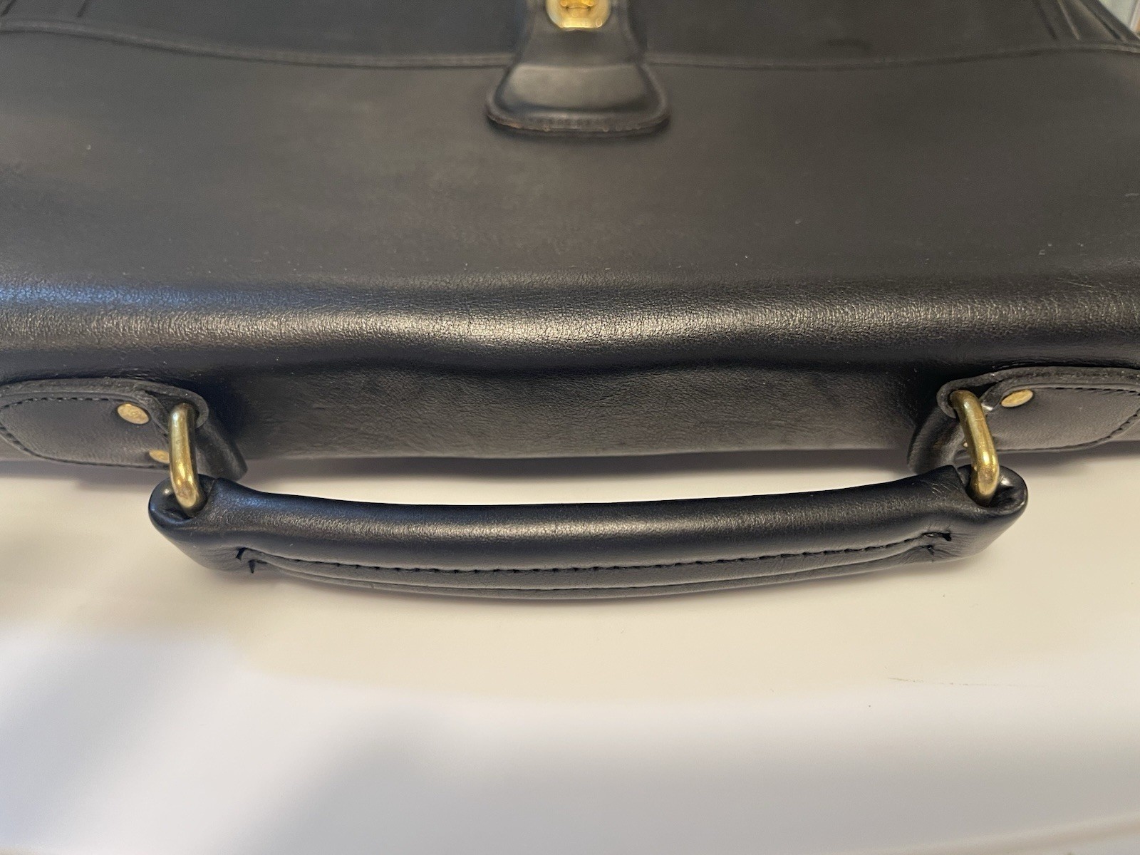 Vtg Coach 5180 Metropolitan Briefcase Messenger Black Bag Brass Turn Lock USA