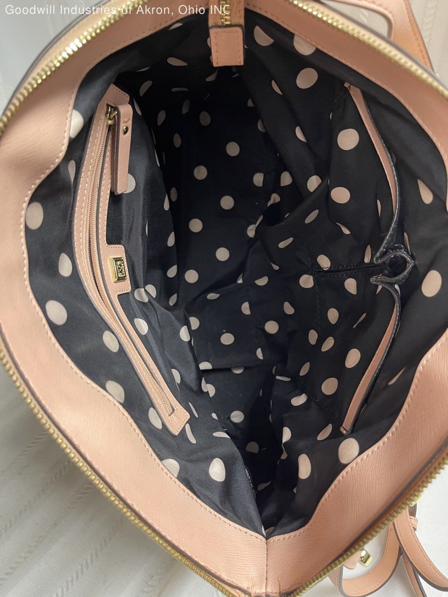 Anne Klein Pink Rose Gold Metallic Saffiano Satchel Crossbody Bag