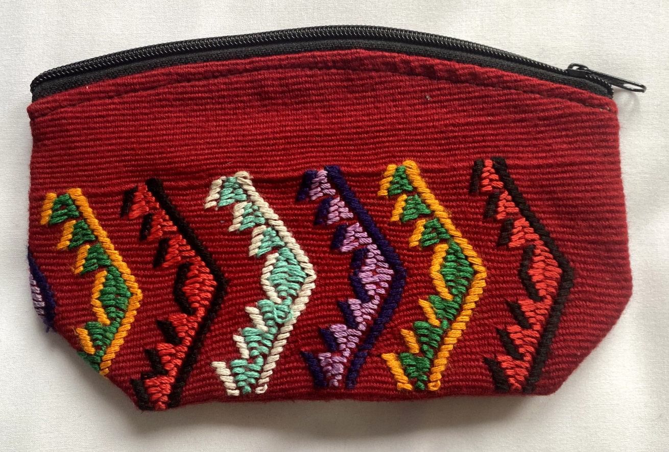 Case Waterproof Cosmetic Toiletry Bag Huipil Guatemala Travel Small Red NEW #AW