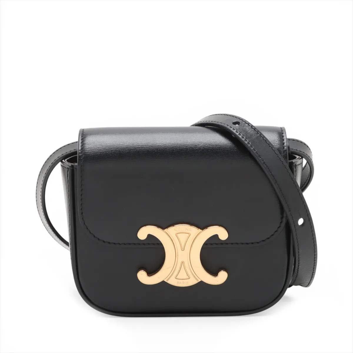 Celine Triomphe Mini Claude Leather Shoulder bag Black
