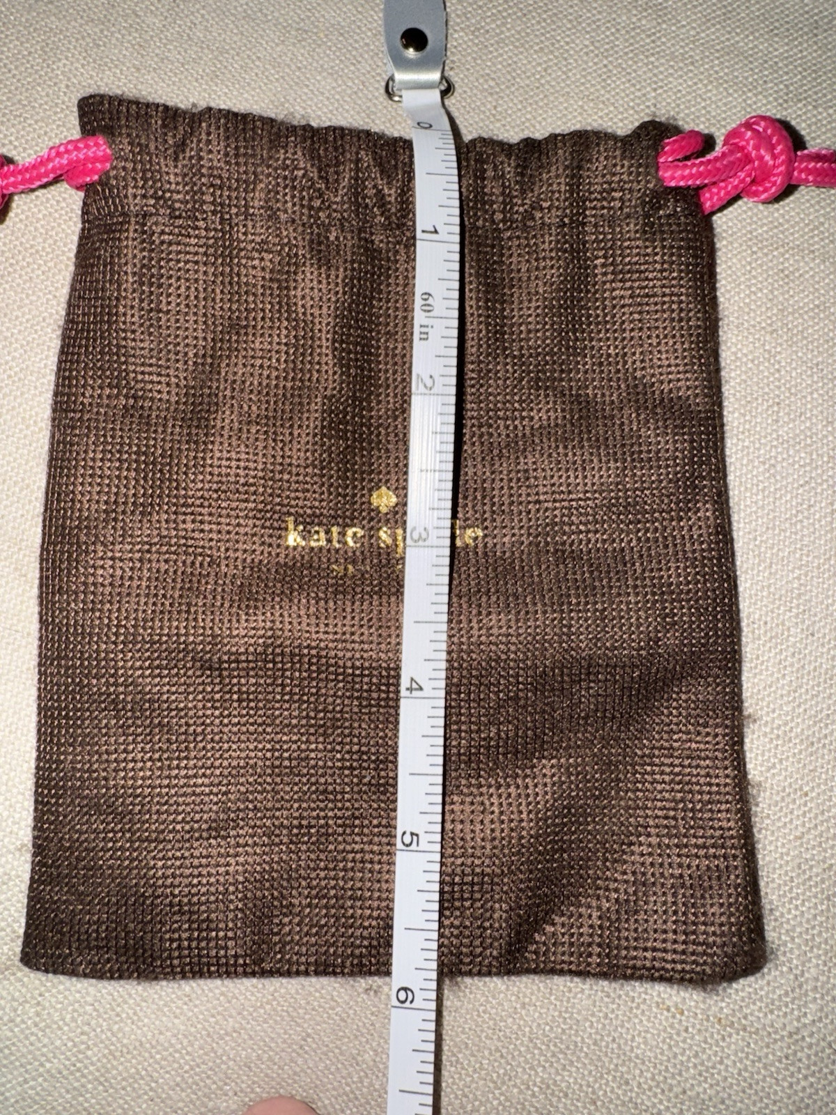 Kate Spade Brown Logo Pouch Drawstring Jewelry Bag 5.75” X 4.75”