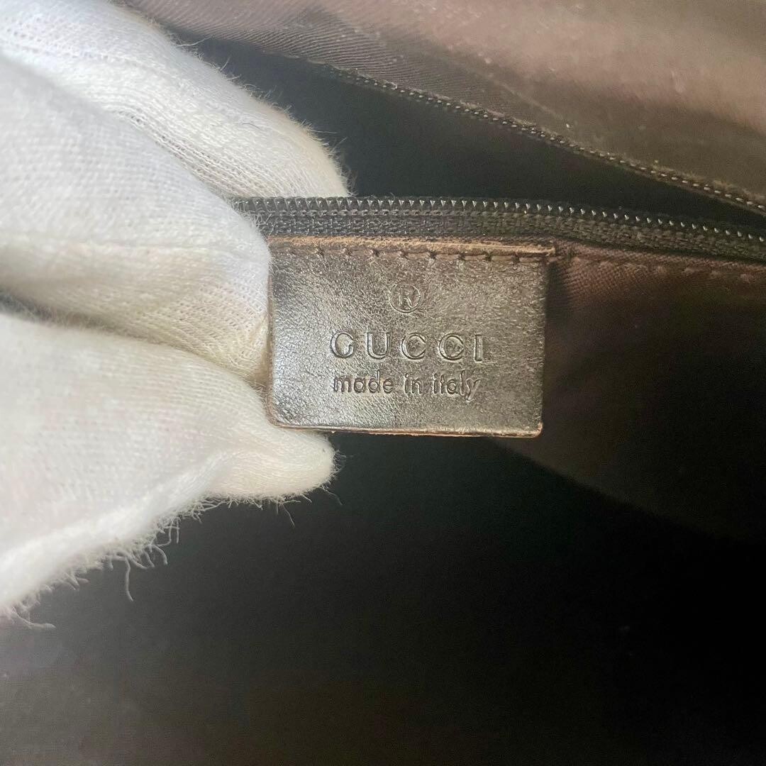 GUCCI Jackie GG Canvas Web Stripe Shoulder Bag Brown Leather Medium Tote