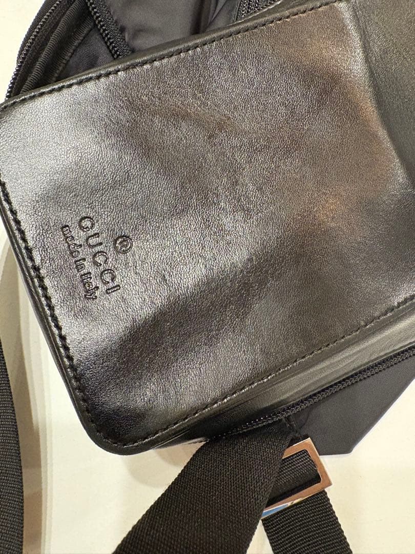 GUCCI Nylon Leather Backpack Black Women Auth 12.59 x 12.99 x 4.33inch
