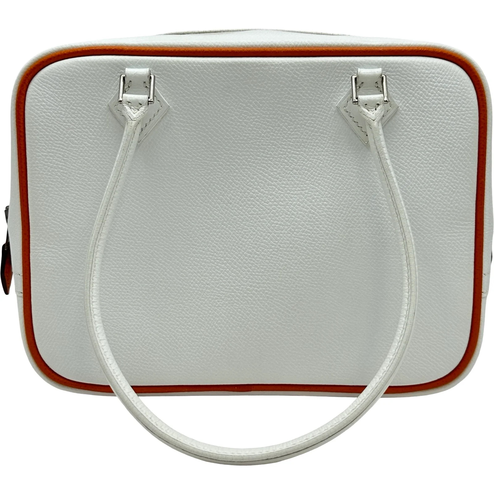 HERMES Plume 20 White Epsom Leather Handbag Square I #OKB7375