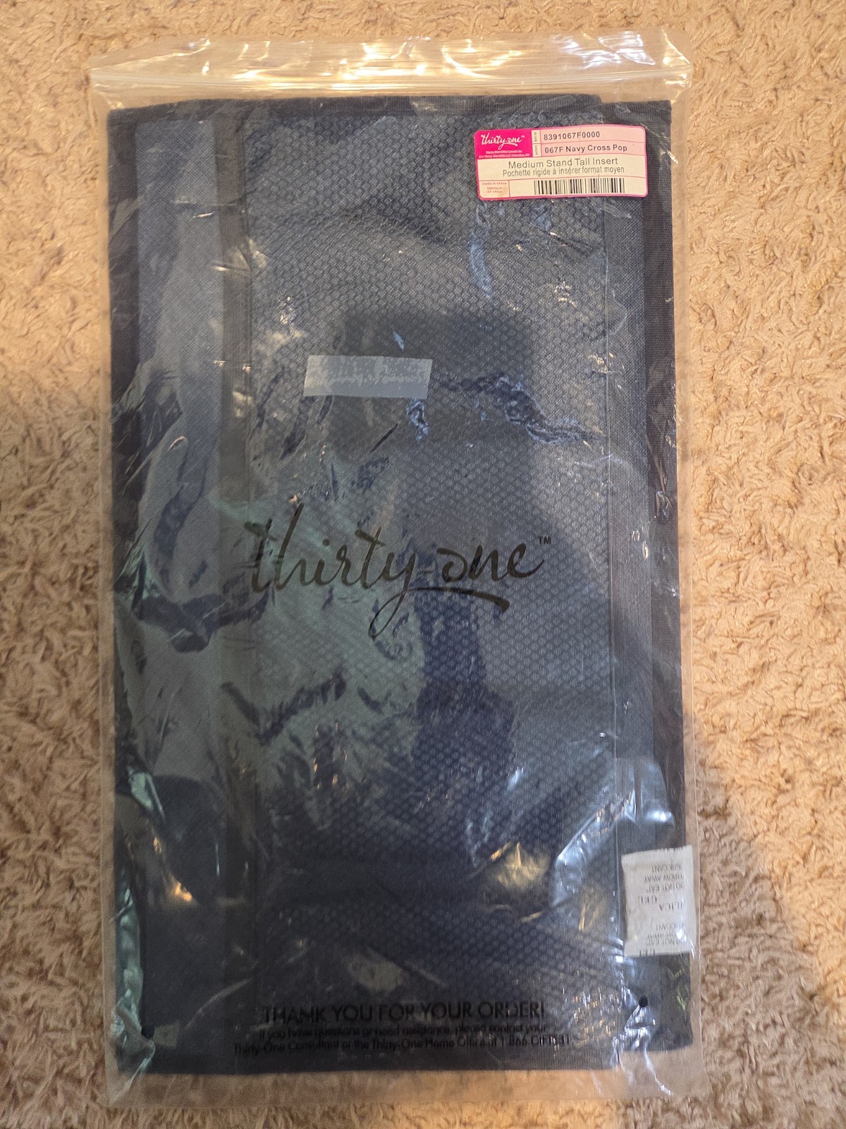 NEW Thirty One 31 Medium STAND TALL INSERT Navy Cross Pop Original Packaging.