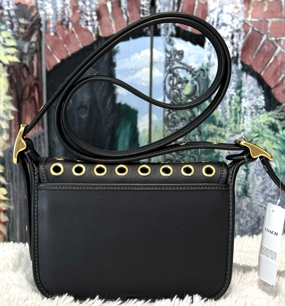 NWT Coach Originals Grommets Patricia Legacy 19 Bag CY925 In BLACK Leather Brass