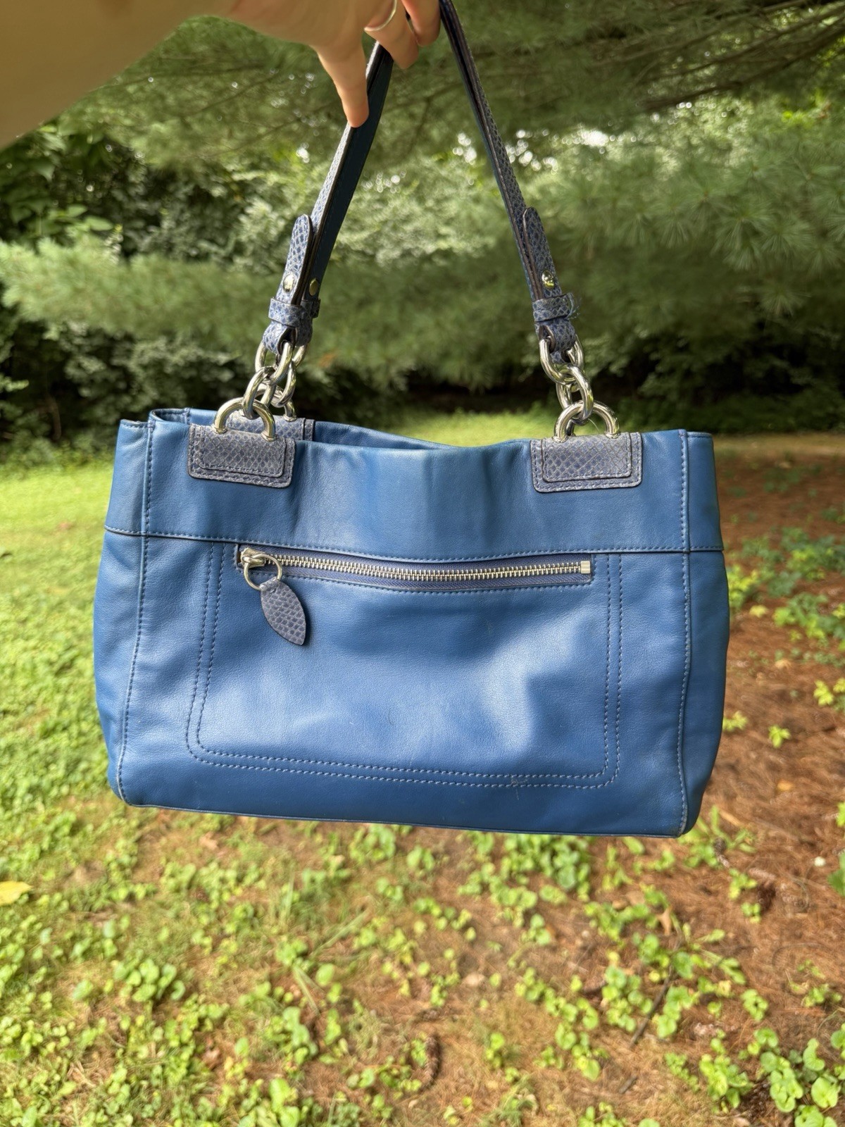 Vintage Coach Blue Leather Shoulder Bag