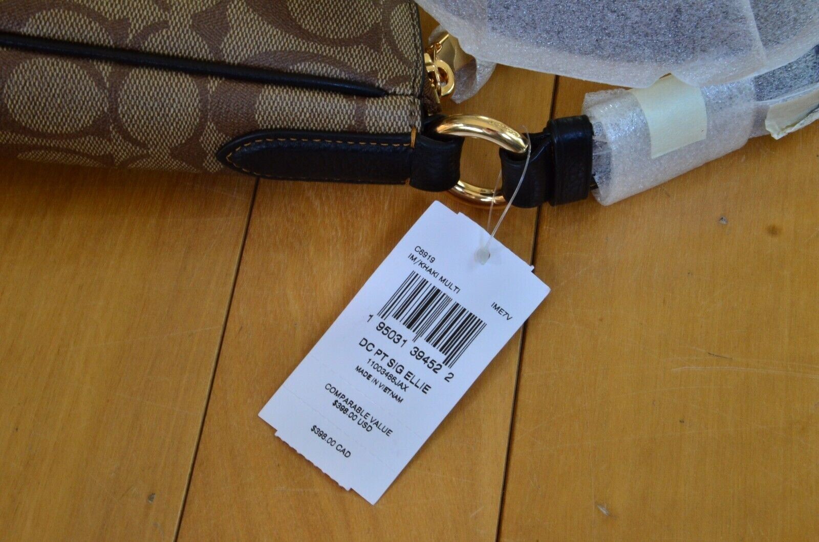 Coach Ellie File Bag In Signature Canvas With Disco Patches C6919 Gold/Khaki Mul