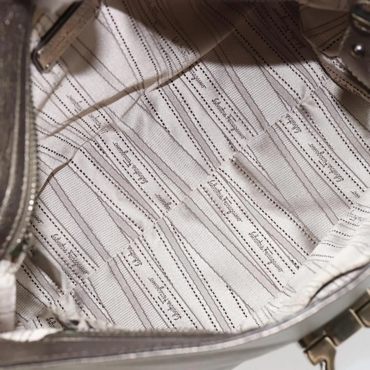 Salvatore Ferragamo Sofia Satchel Leather Silver Handbag