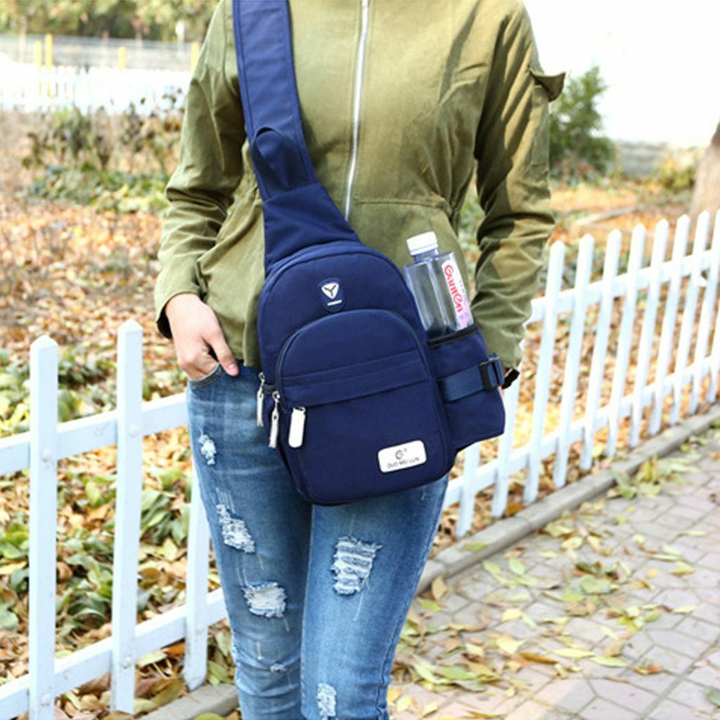Men Women Nylon Crossbody Shoulder Chest Cycle Sling Bag Daily Travel Backpack