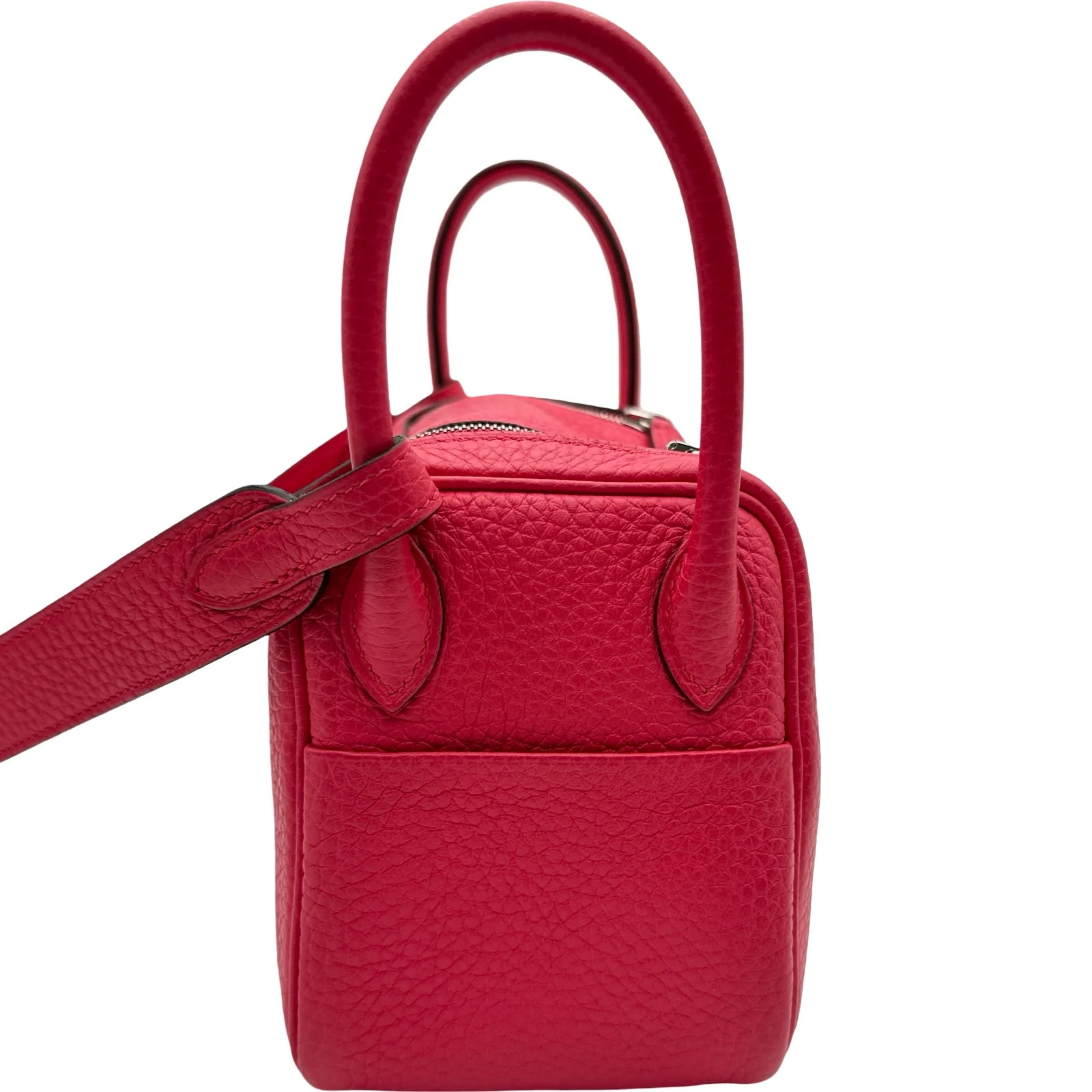 HERMES Lindy Mini Rose Mexico Taurillon Clemence Leather Shoulder Bag #OKB7738
