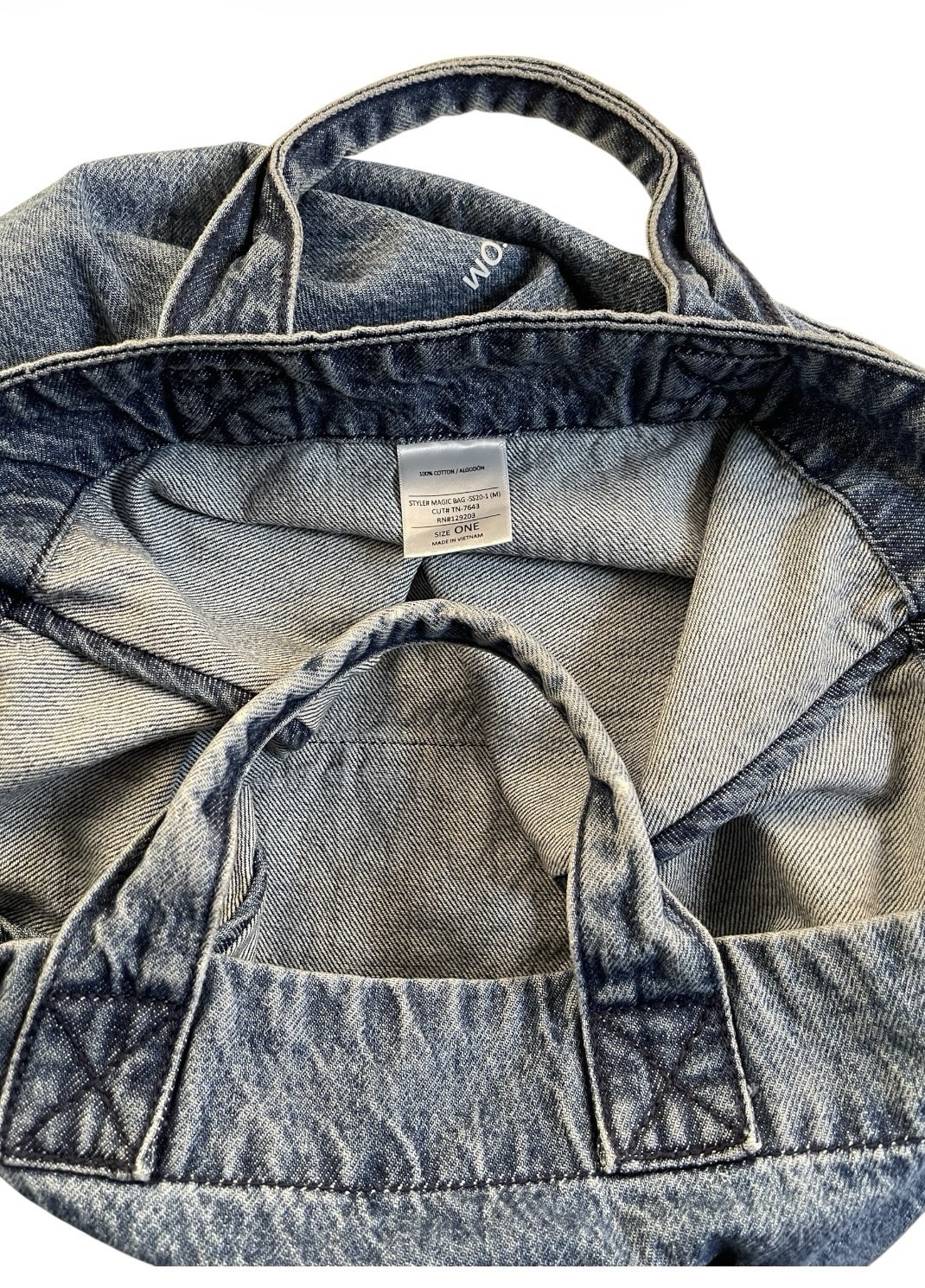 Cello denim blue Jean bag tote purse jeans pockets Medium wash