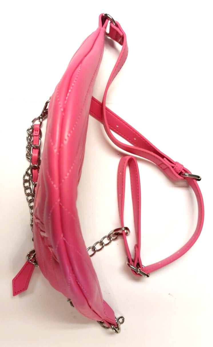 Guess Hot Pink Shoulder Bag Crossbody Fanny Pack Patent Finish 100% PU