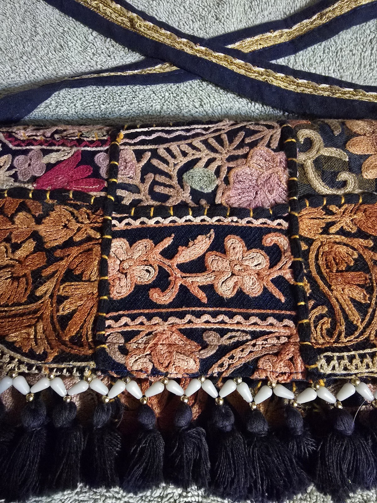 Vintage Unique Embroidered Crossbody Floral Bag Hand Stiched Super Clean