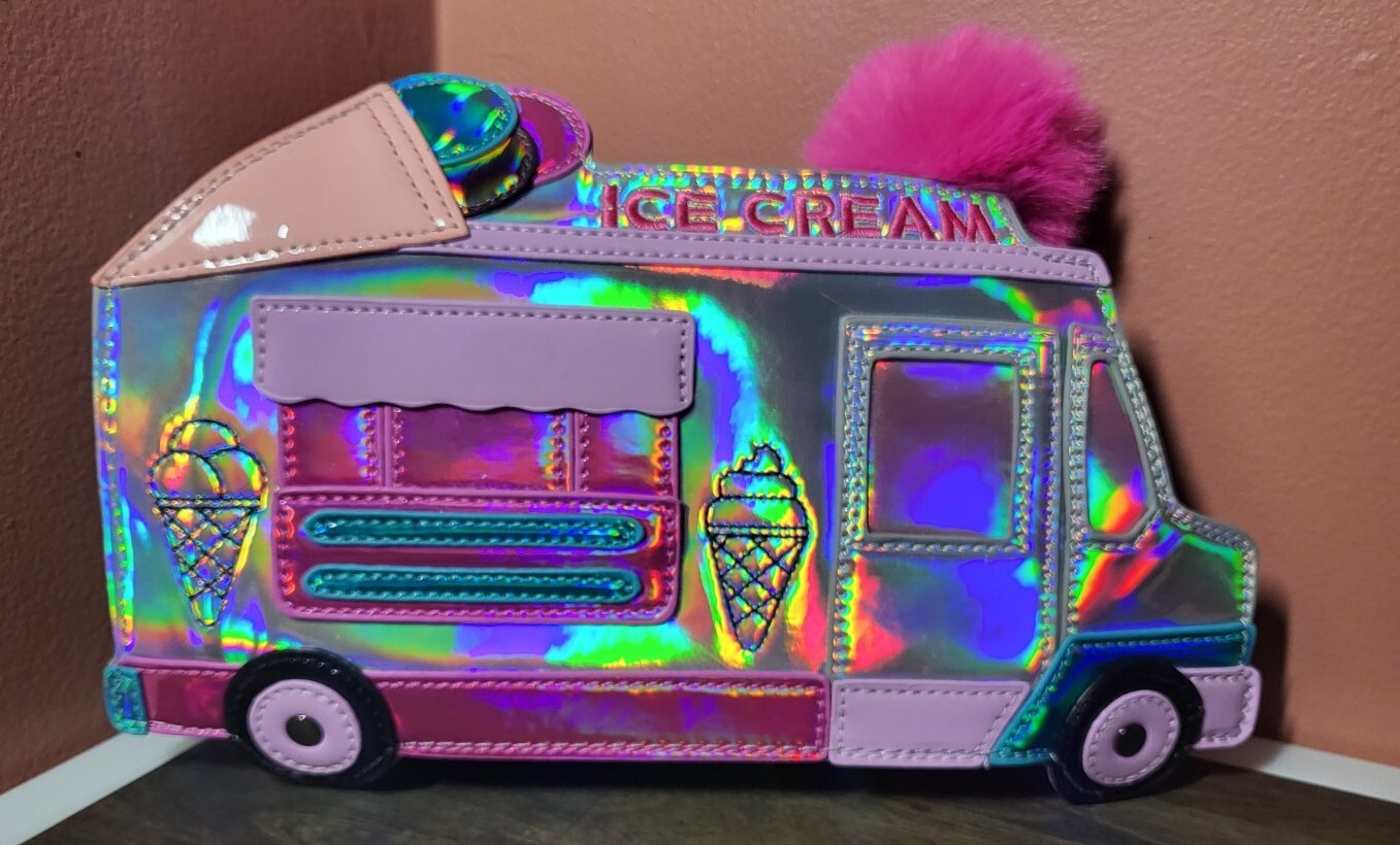 Ice Cream Truck Shoulder Bag Purse Sweet Dessert Holographic