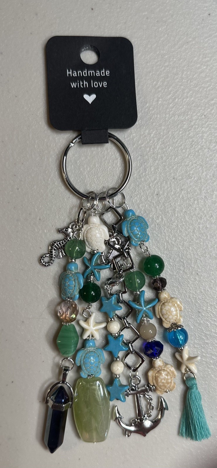 Artisan OCEAN SEA TURTLE S Handbag Jewelry Beaded Purse Bag Charm Keychain