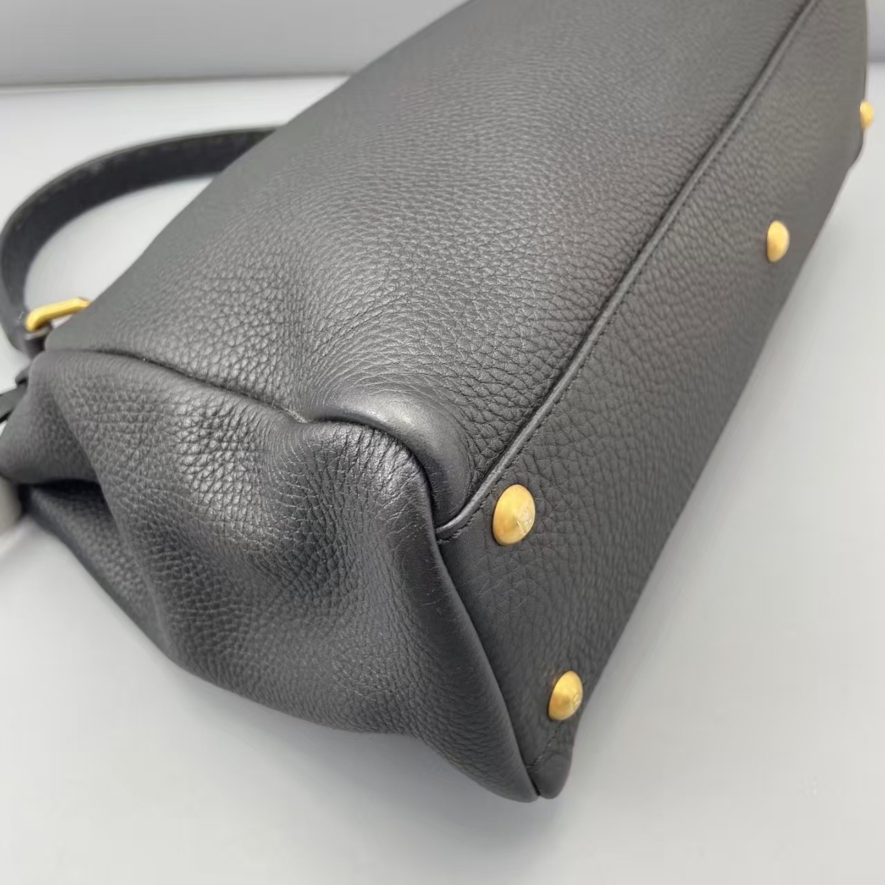 Fendi Peekaboo Medium Black Gold Top Handle Crossbody Bag