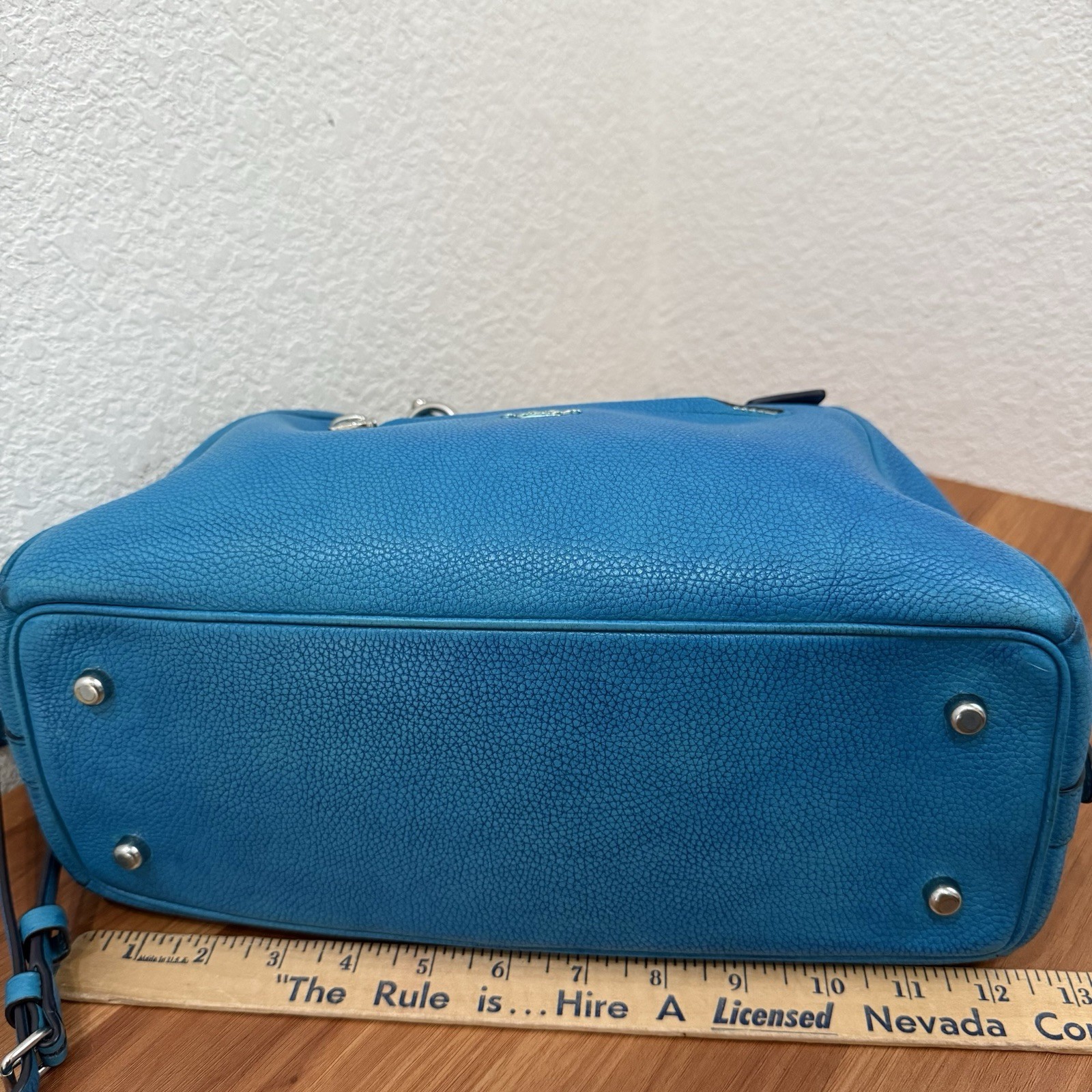 COACH Prairie Pebbled Leather Turquoise Color Satchel Crossbody RECOLORED READ!