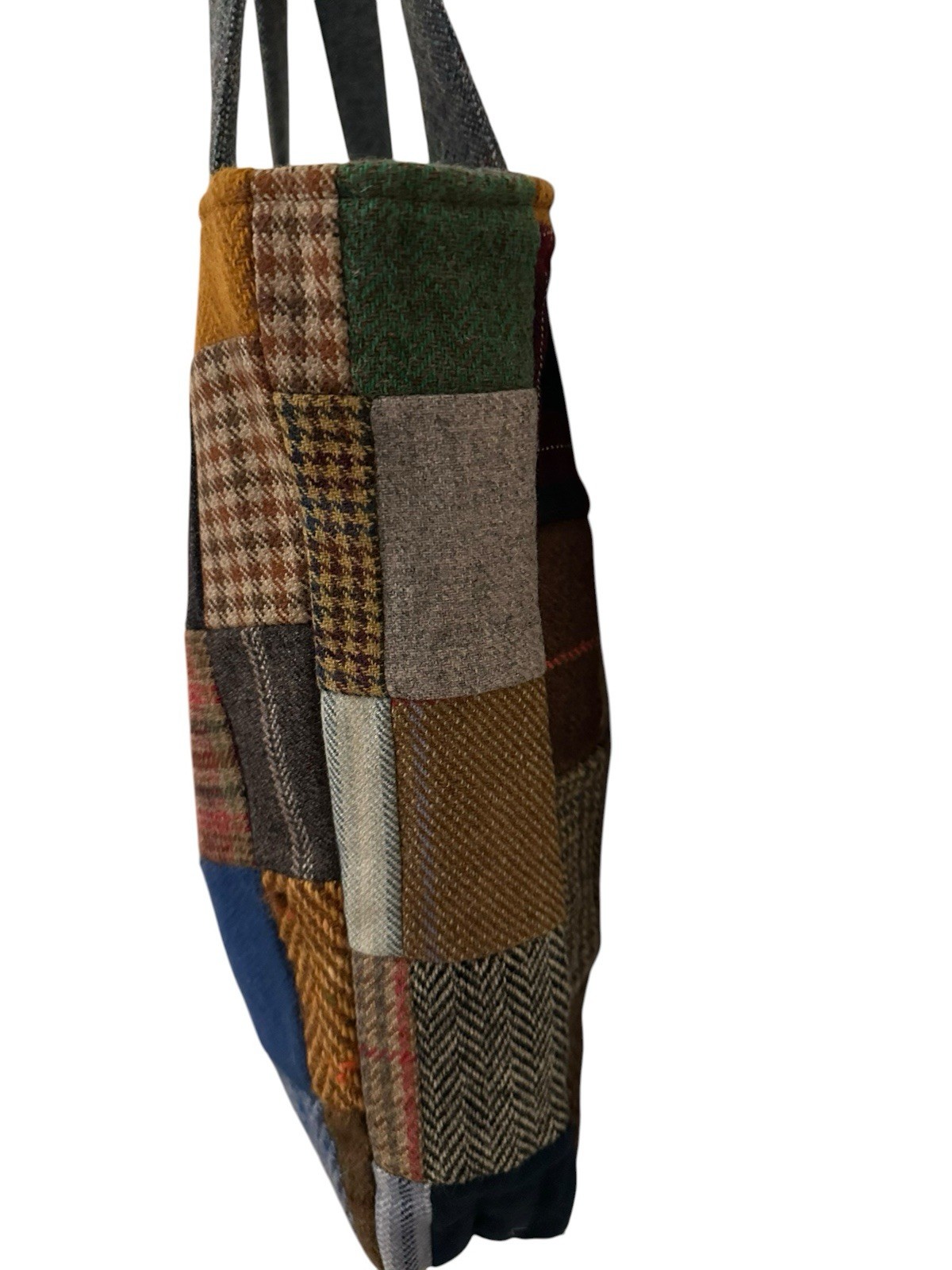 Donegal Ireland Tweed Wool Patchwork Tote Bag By Hanna Hats Lined Double Handle