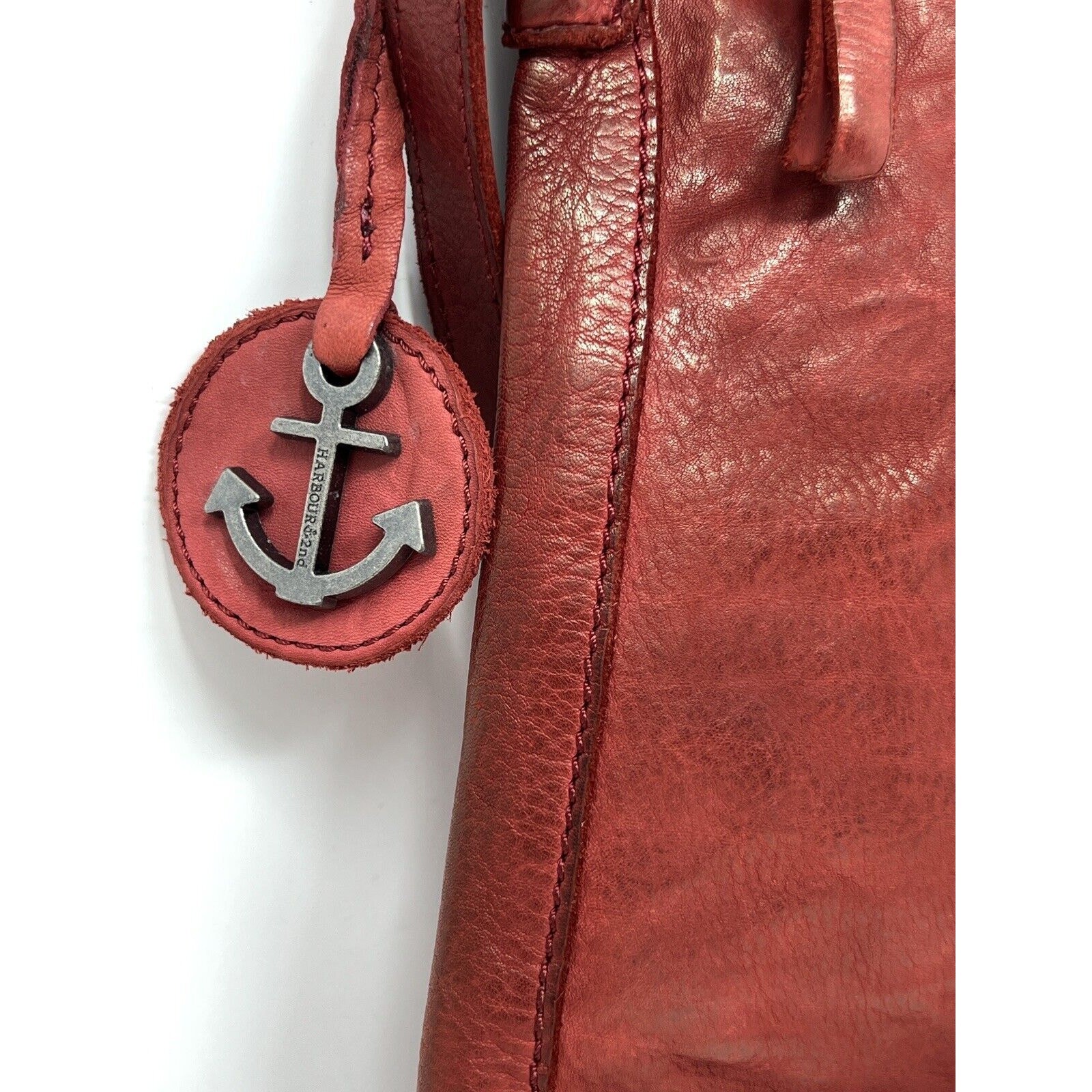 Harbour 2nd Vera Leather Crossbody Shoulder Bag Purse Flat Square Chili RED NWT
