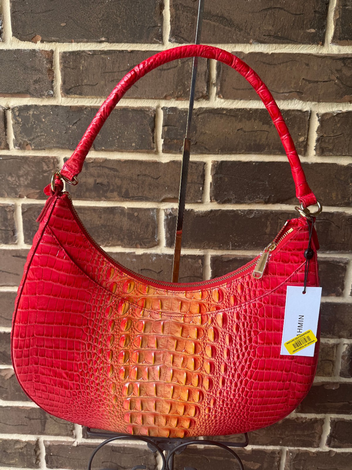 NWT BRAHMIN Bekka Leather Shoulder Bag Infusion Ombre Melbourne orange red