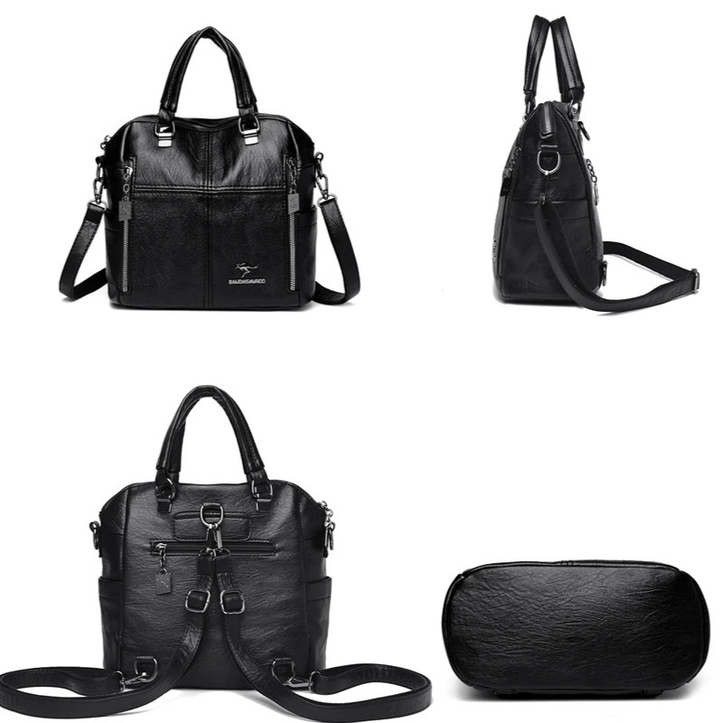 Women’s Leather Style Multifunction Backpack Travel Sachool Everyday Casual Bag