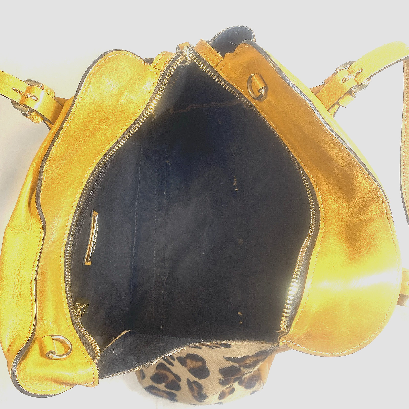 A Bellucci Handbags Leather & Pony Hair Satchel Golden Honey Brown Double Handle
