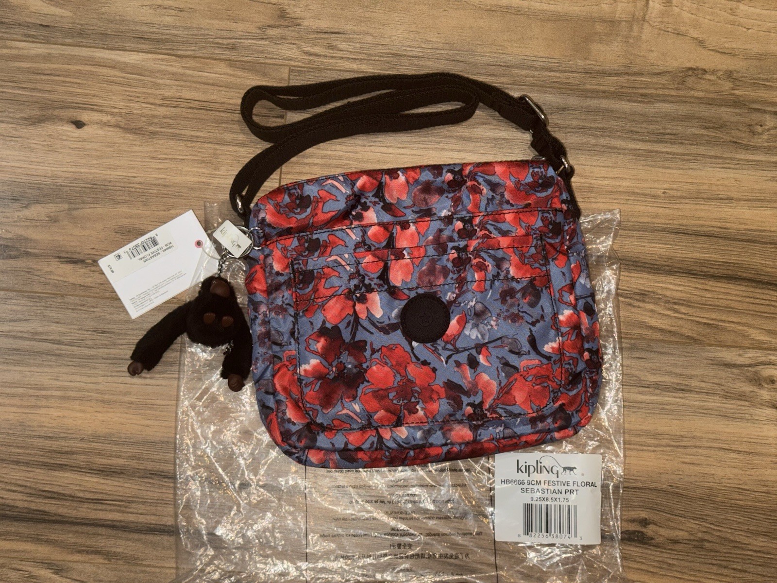 Kipling Sebastian Crossbody Bag Festive Floral 9.25″W x 8.5″H x 1.75″D