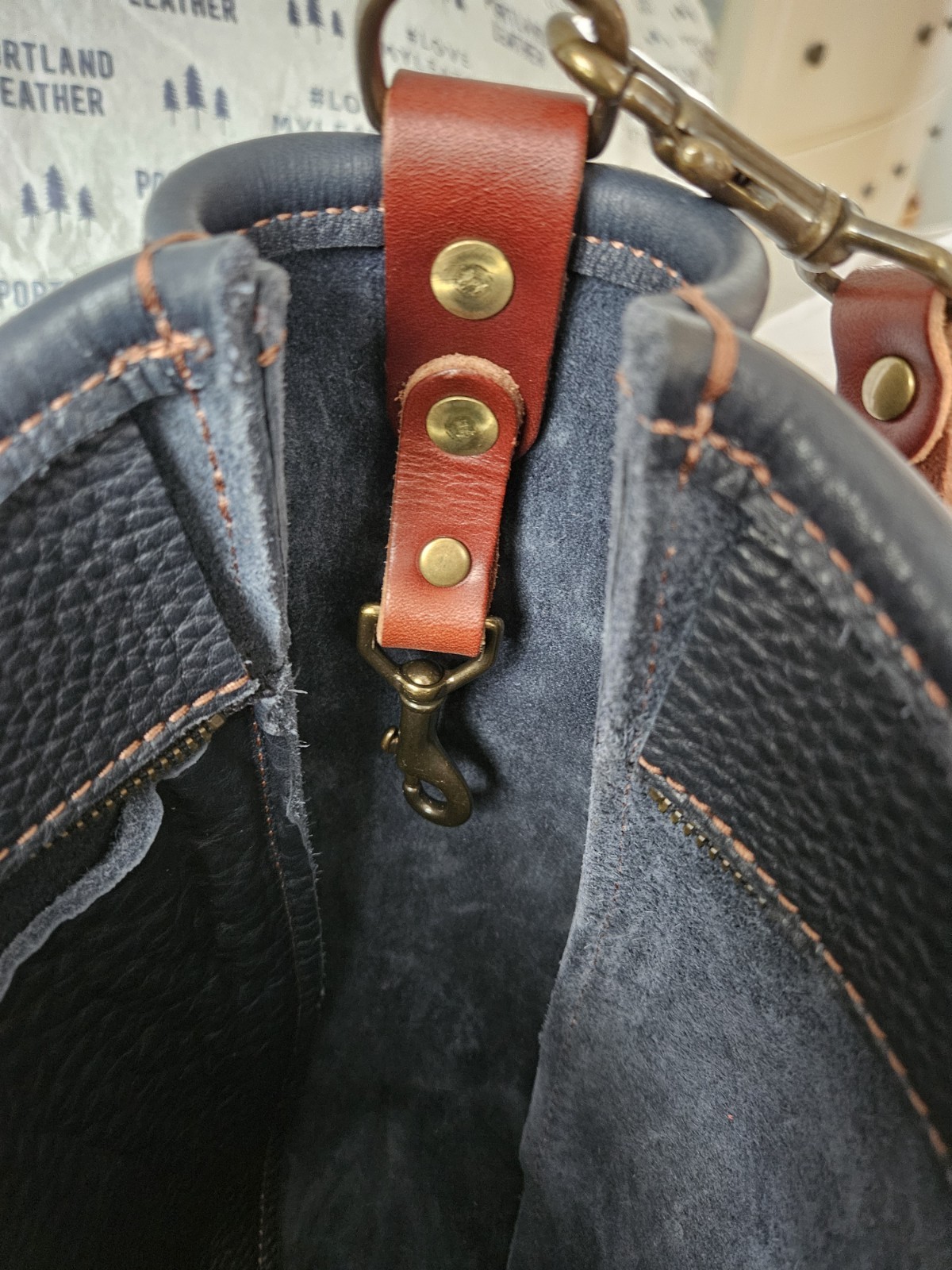 GFG Go Forth Goods – Smokey Blue Celeste Large Pebbled Leather Hobo Saddle Bag