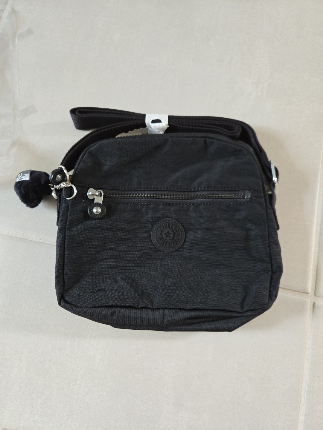 Kipling Women’s Keefe Nylon Triple Entry Crossbody Bag Black Tonal NWT