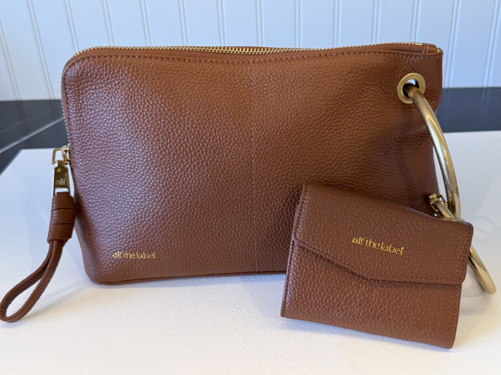 Alf the Label Carabiner Capsule Set Medium Pecan Leather Pouch + Elsie Wallet