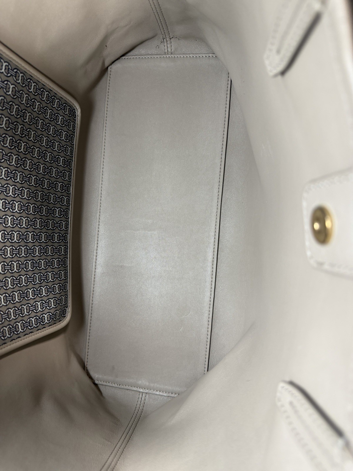 Tory Burch Gemini Link Large Tote Bag Gray Navy Work Shoulder Bag