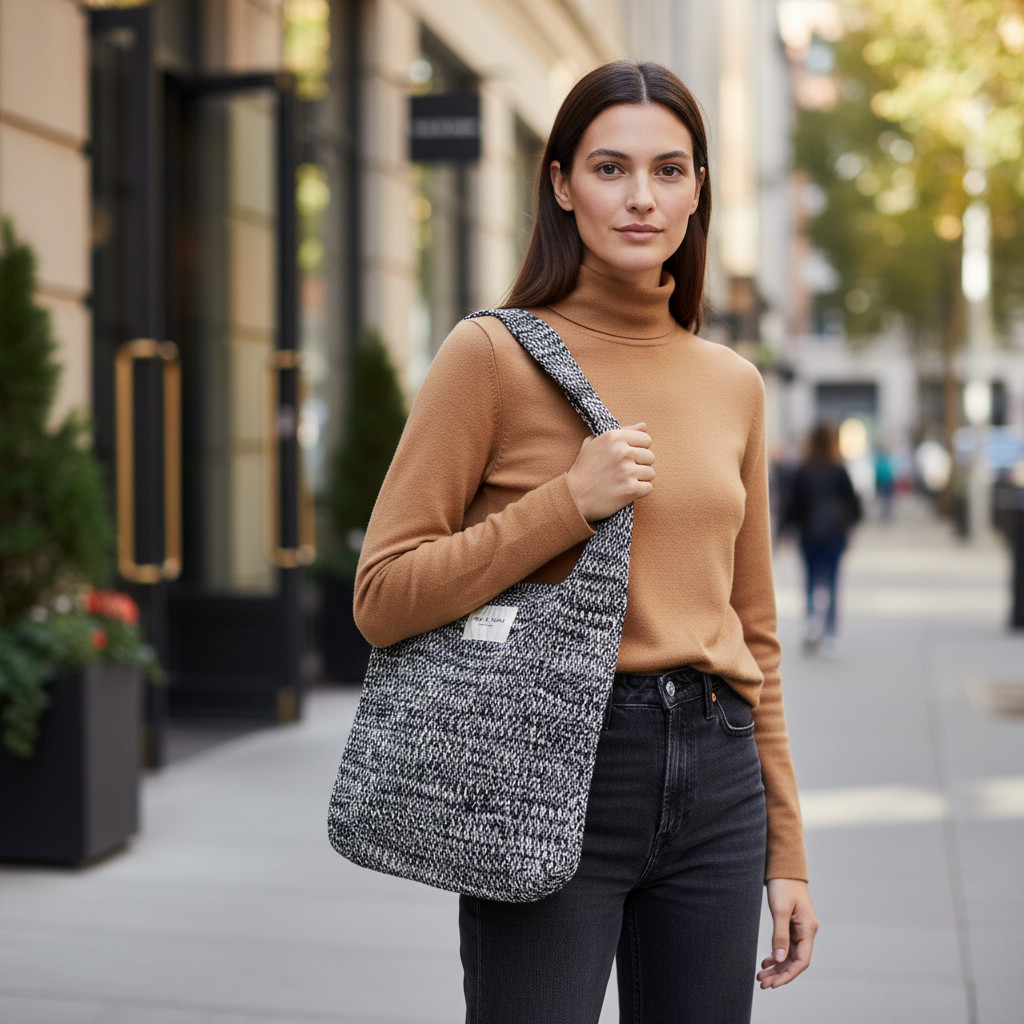 Rag & Bone Addison Knit Shopper Bag Black/White | One Size
