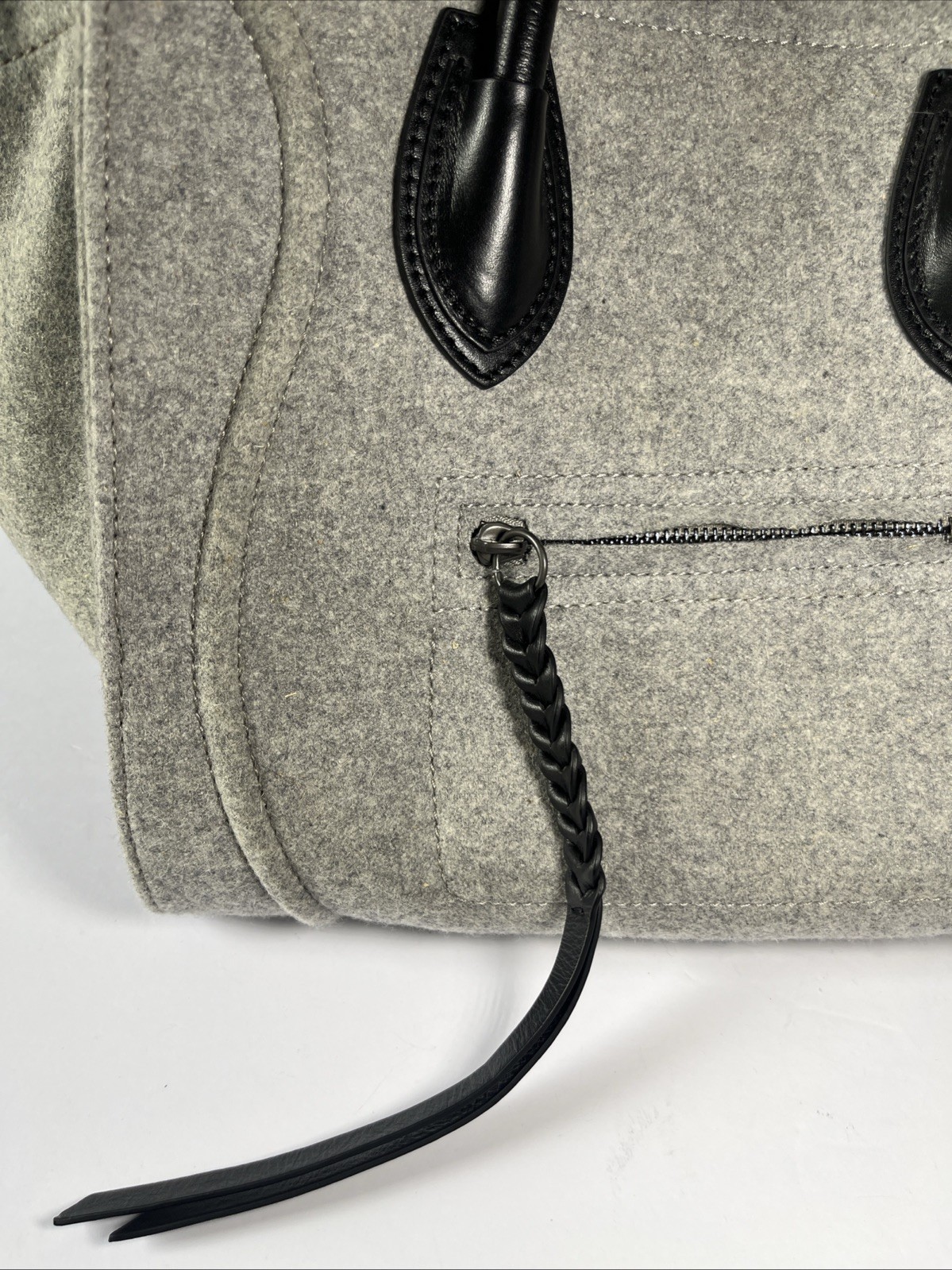 Céline Medium Phantom Luggage Tote Grey Felt Black Leather Trim