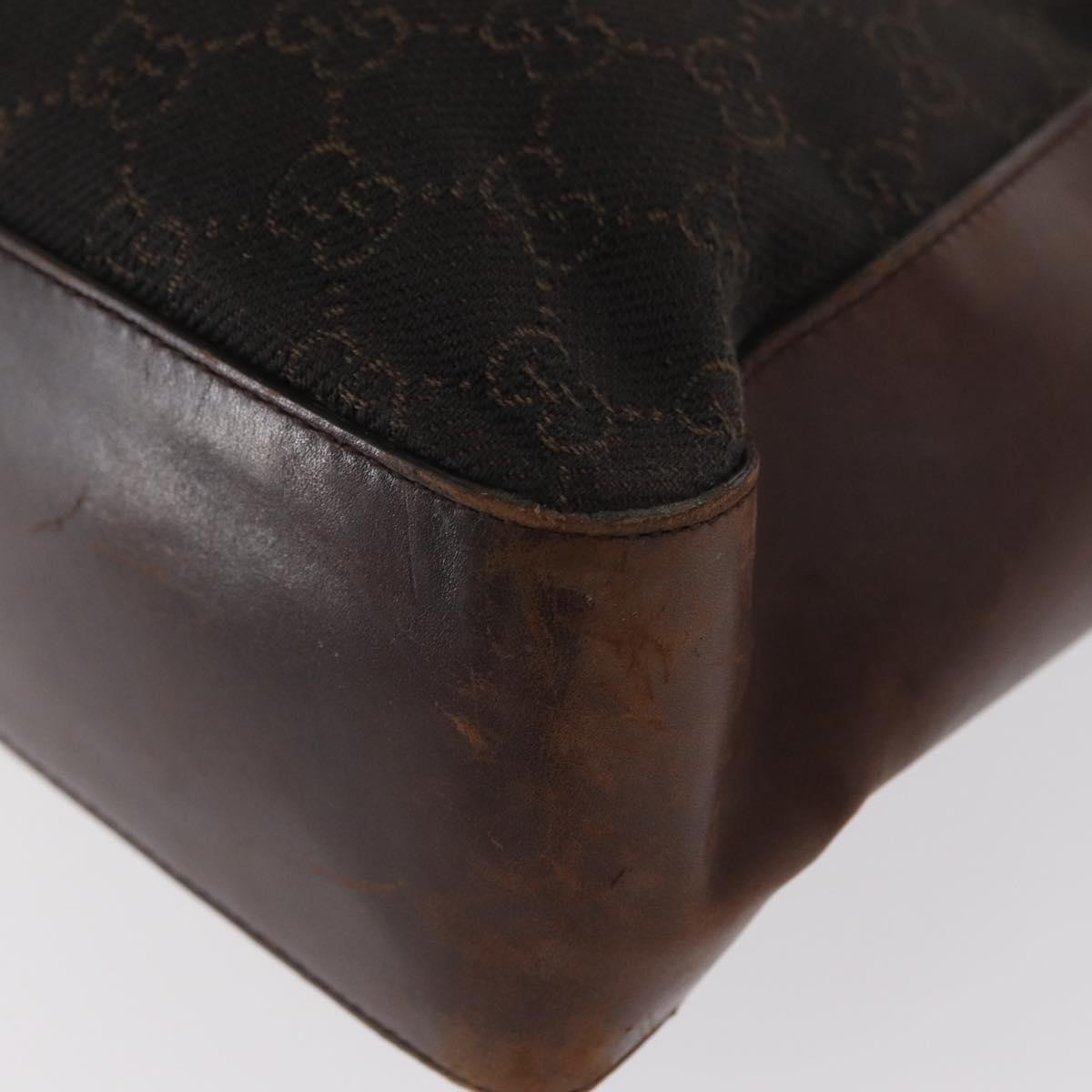 GUCCI GG Canvas Tote Bag Brown Silver 73983 Auth gh1524