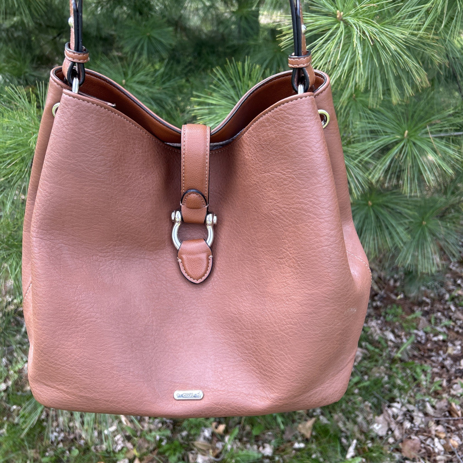 Chaps Dresden Faux Leather Bucket Shoulder Bag