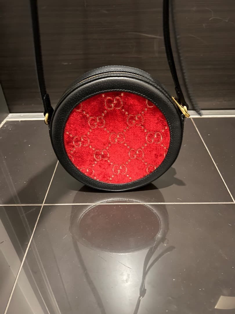 GUCCI GG Marmont velvet leather shoulder bag red almost unused
