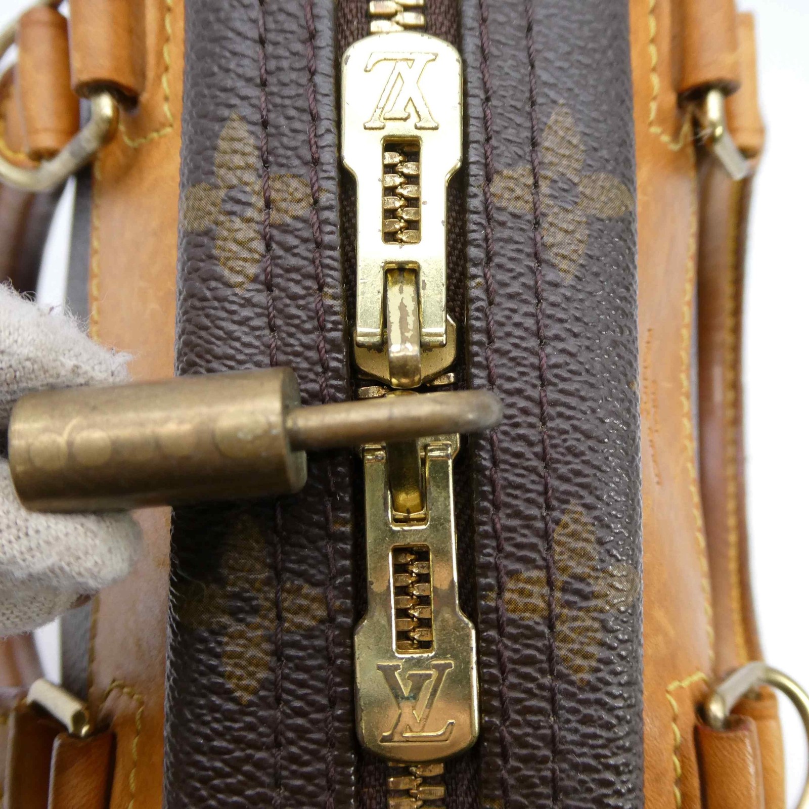 Louis Vuitton Trouville M42228 Monogram PVC Hand Travel Bag PVC w/Padlock 1127