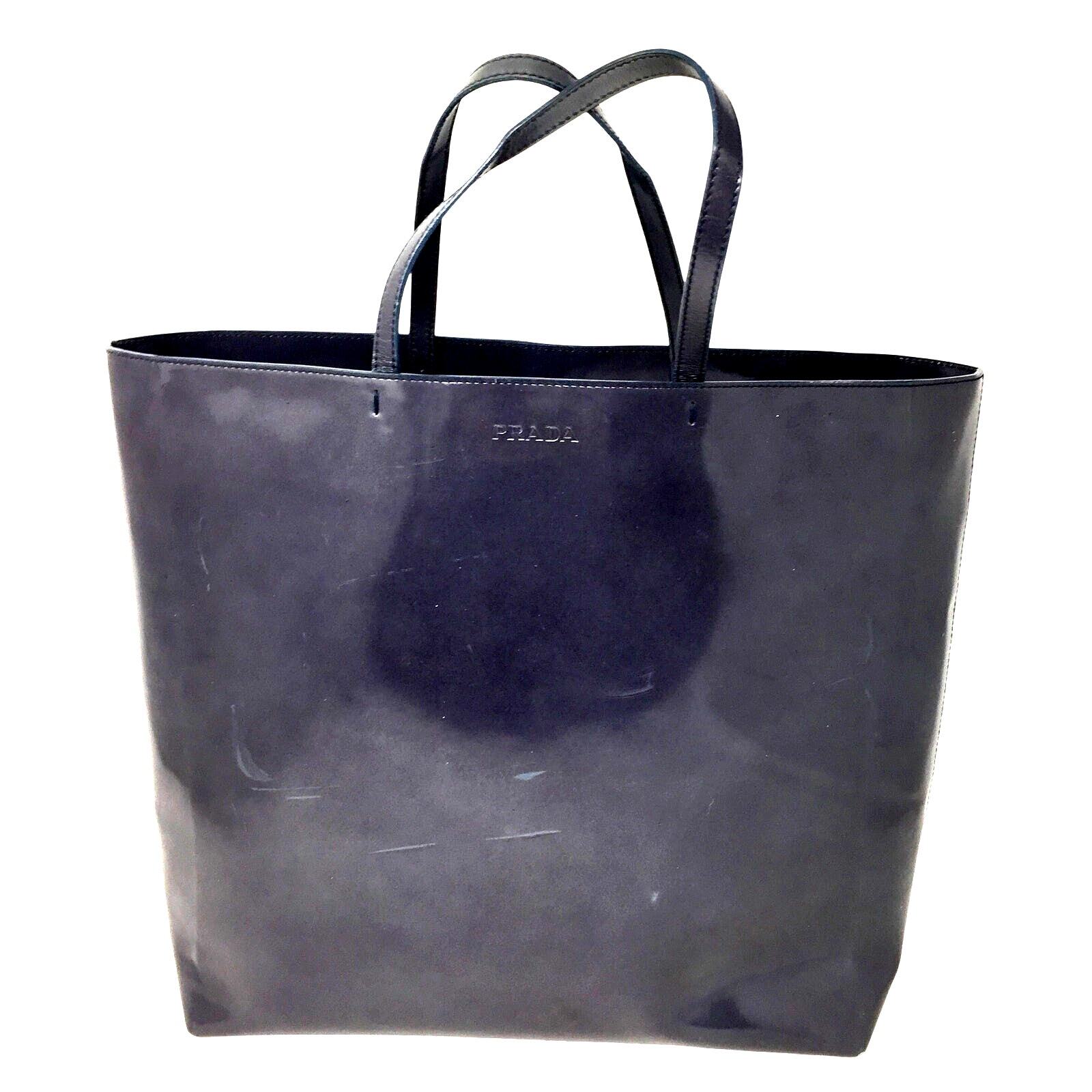 Prada Enamel Logo Embossed Tote Bag Shoulder Bag