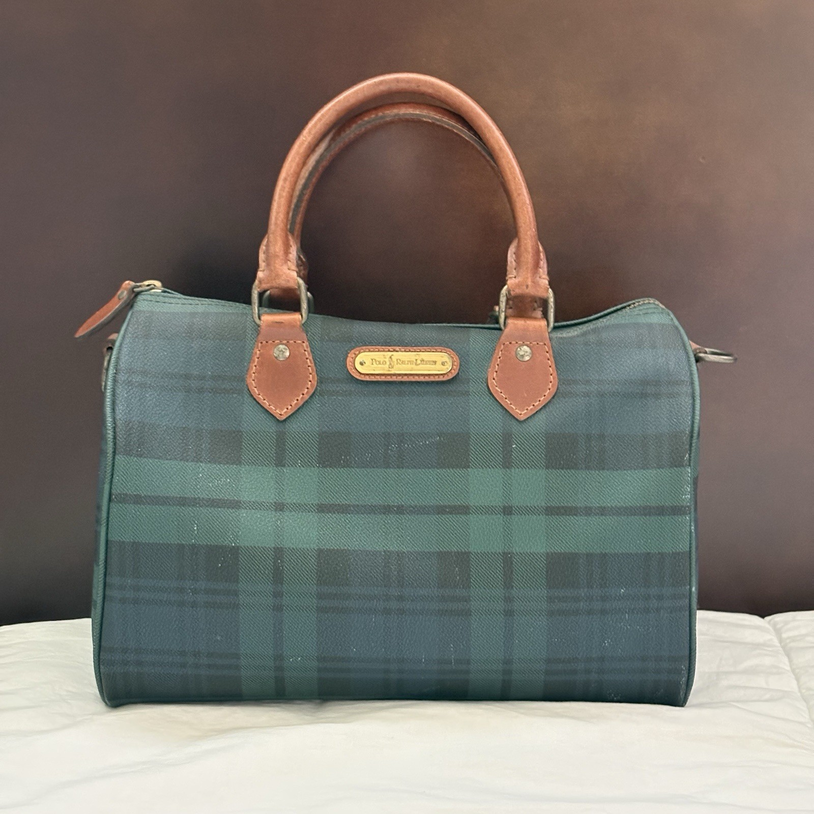 Vintage Polo Ralph Lauren Small Boston Speedy Bag (Green Plaid)