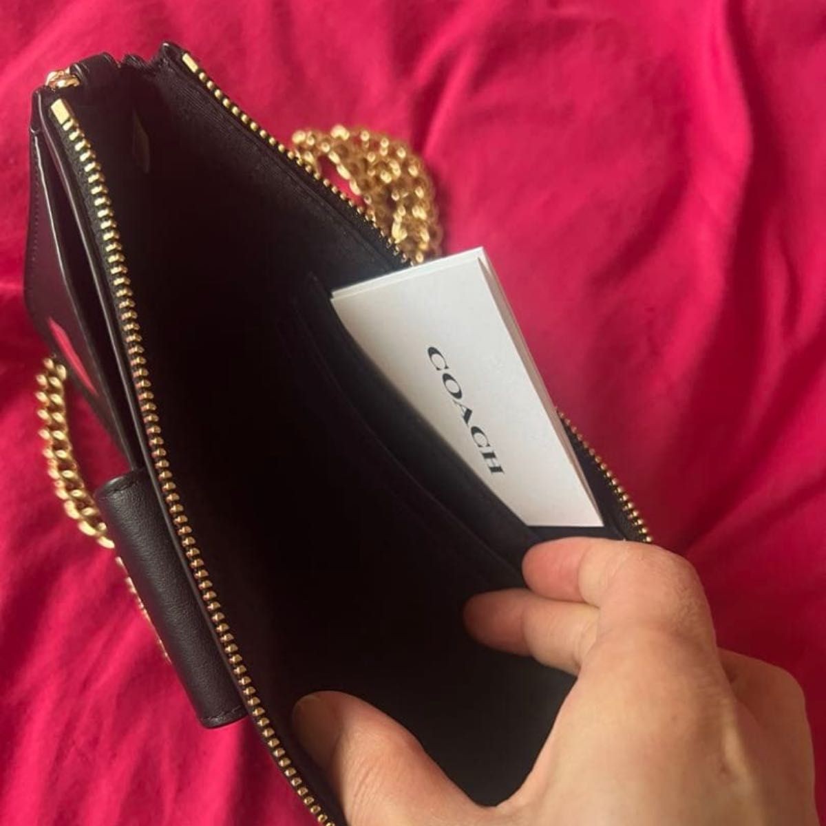 COACH card case with chain shoulder bag shoulder bag