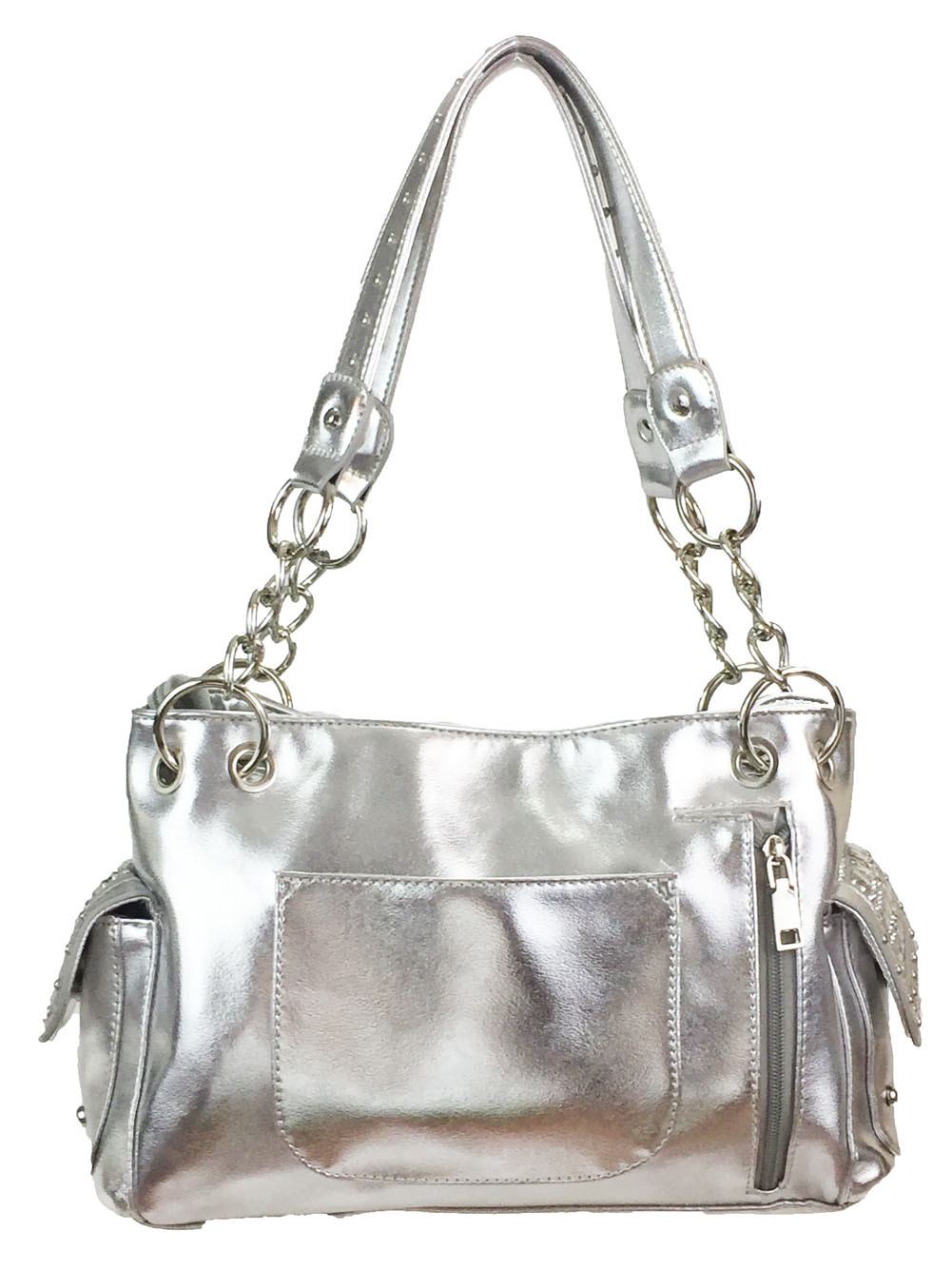 Zzfab Gem Studded Bling Purse Rhinestone Western Purse Silver