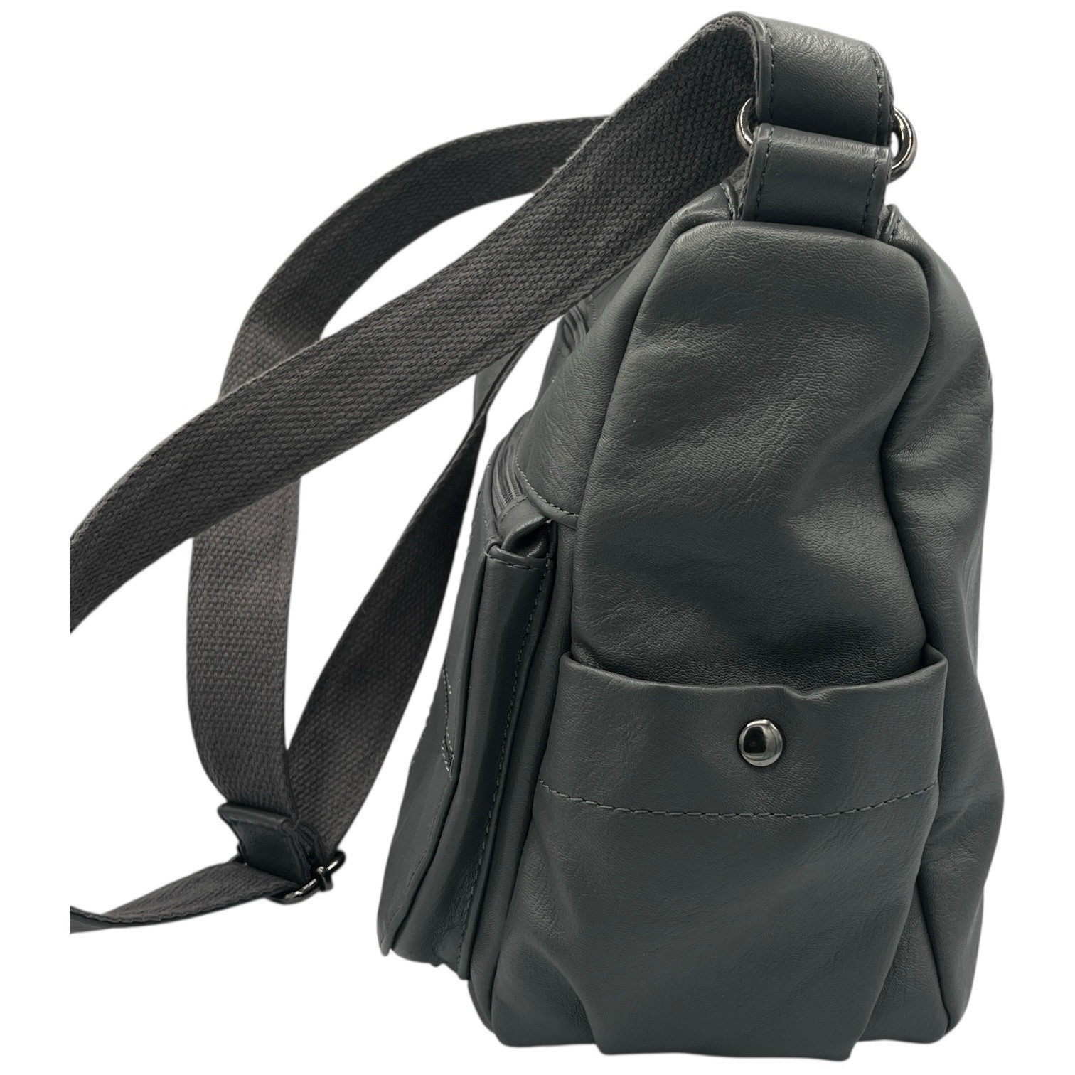 Mei Ya Shi Dun Gray Shoulder Crossover Purse 4 Zippered & 2 Snap Magnet Pockets