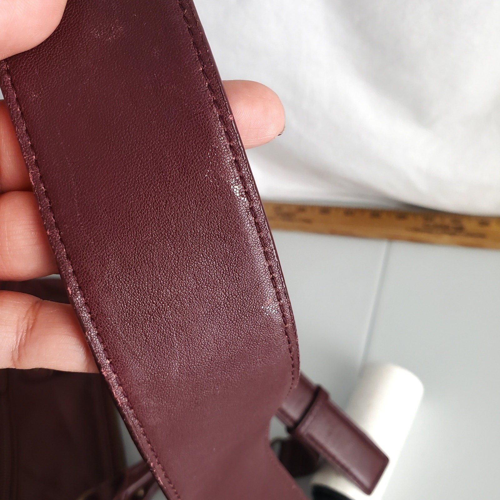 Women Luxe Rachel Zoe Burgundy Leather Fringe Zip Crossbody Satchel Large Bag