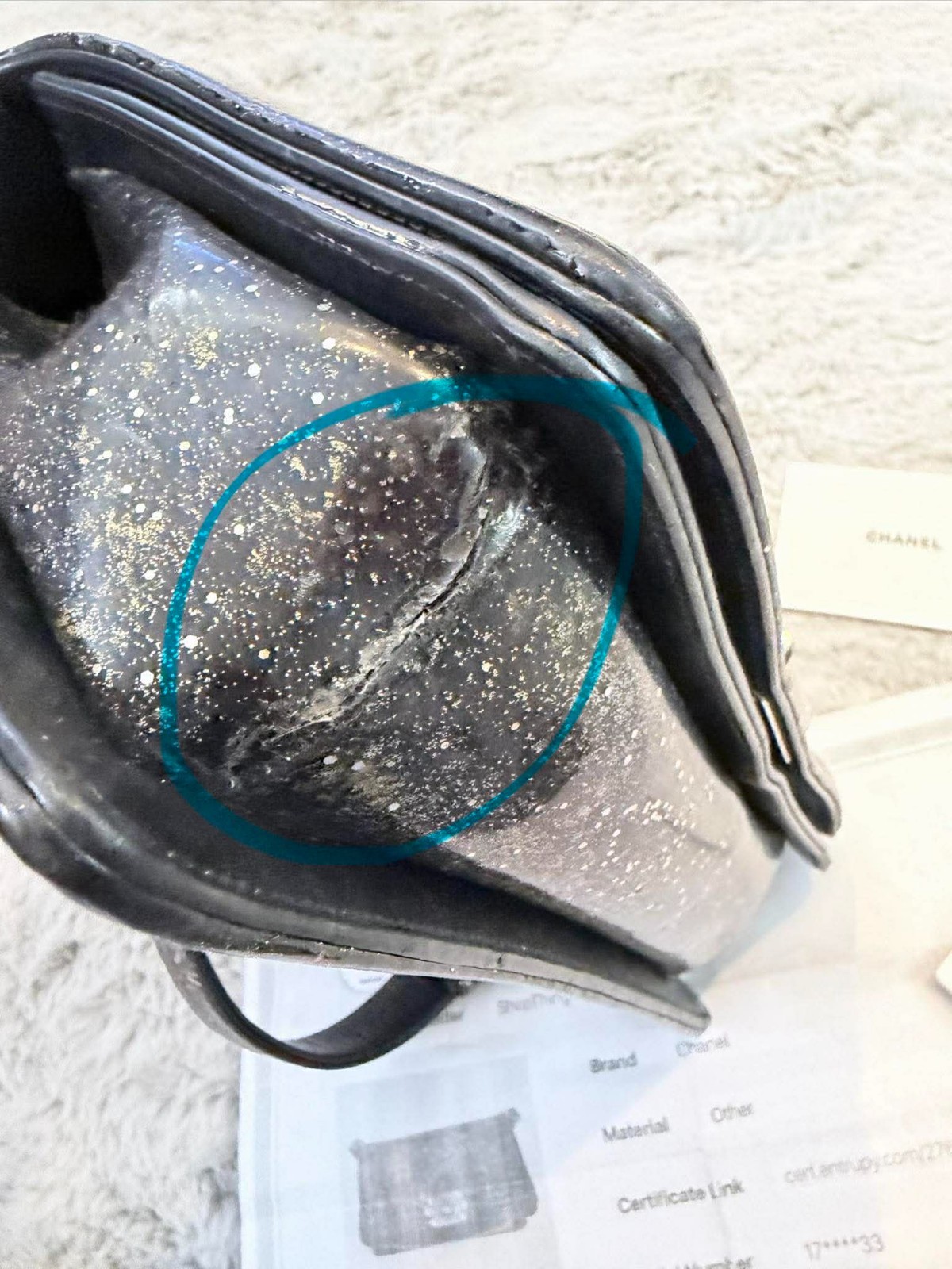 Chanel Boy Bag Medium Crystal Glitter Patent Leather 17-Series Authentic RARE