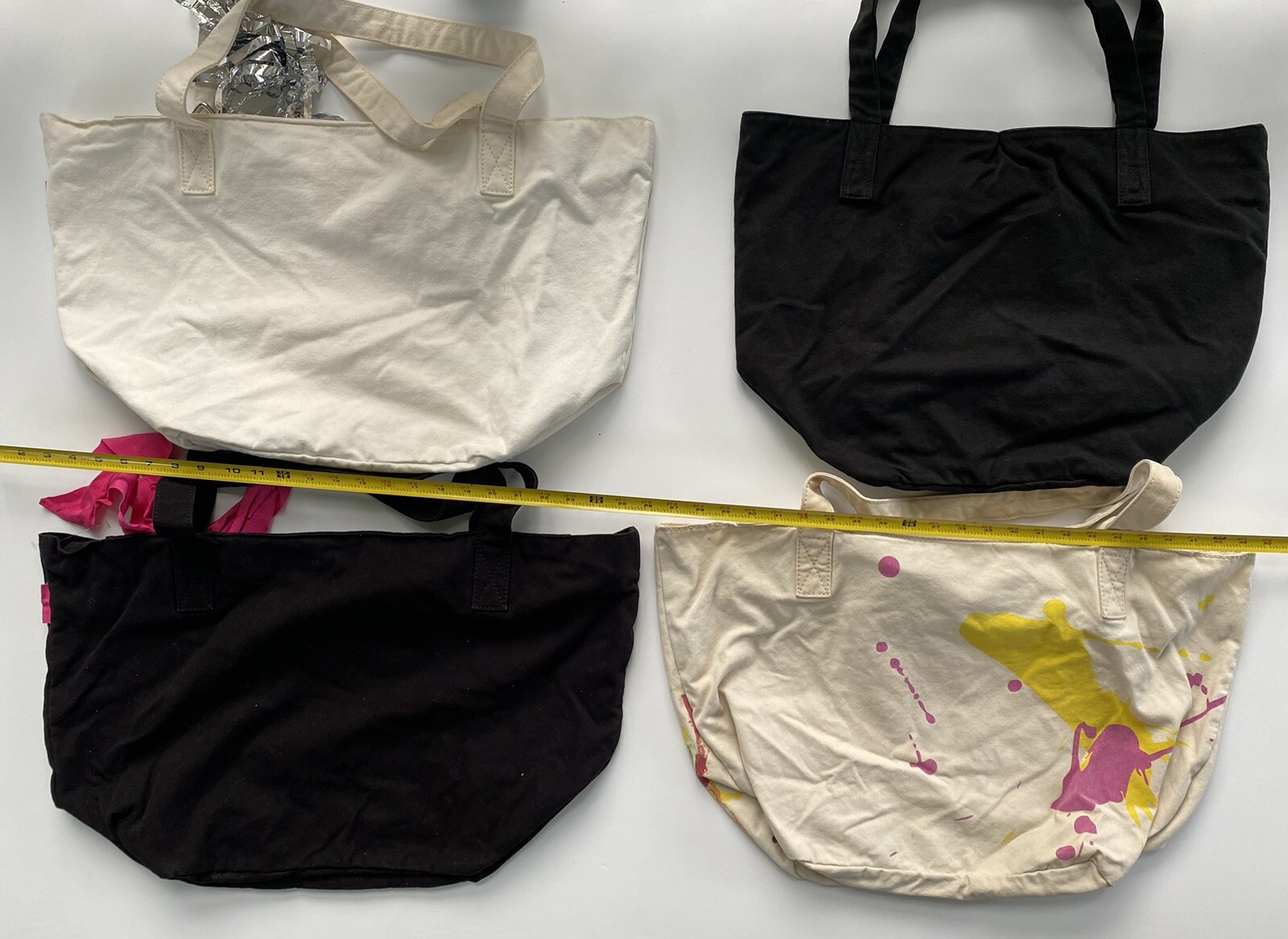 4 VINTAGE JUICY COUTURE BEACH CANVAS TOTE BAGS WITH BOWS & TASSELS