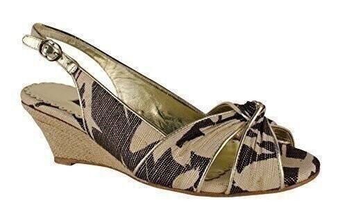 rafe NEW YORK Rachel Women’s Leaf Print Slingback Wedge Sandal Shoe US 6/EU 36