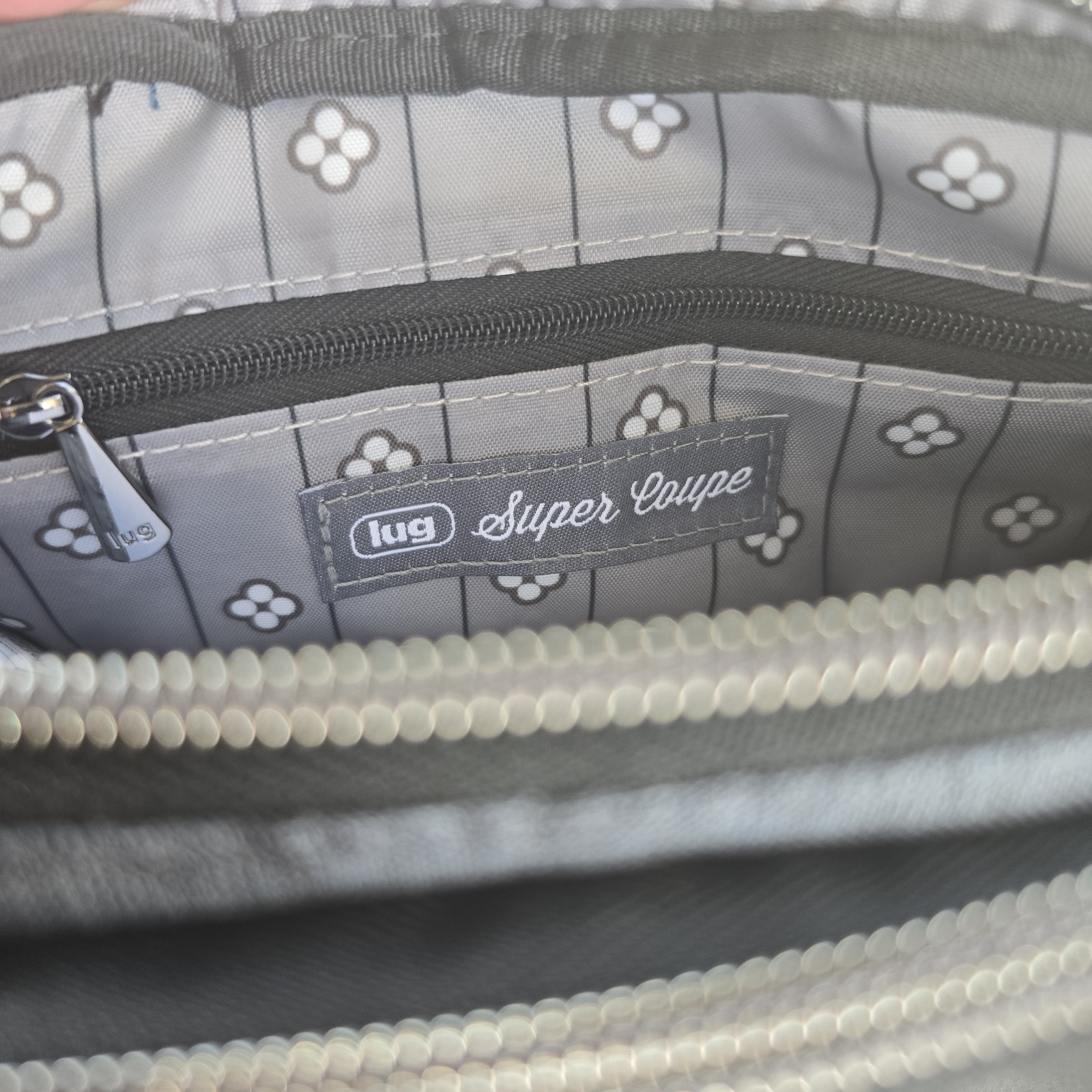 Lug Super Coupe2 Heather Grey 3 Zip Pockets Quilted Crossbody Bag with Strap NEW
