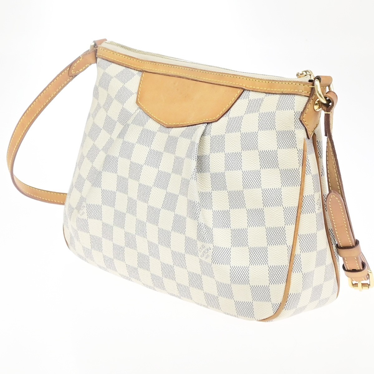 LOUIS VUITTON Siracusa PM Shoulder Bag Damier Azur Leather White N41113 91MA697