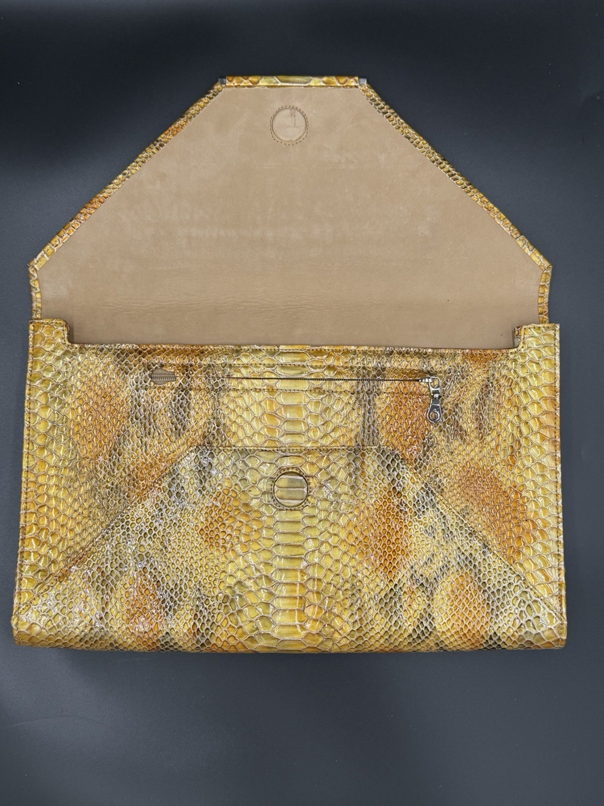 Vintage Abas Genuine Python Snakeskin Envelope Clutch Purse free shipping
